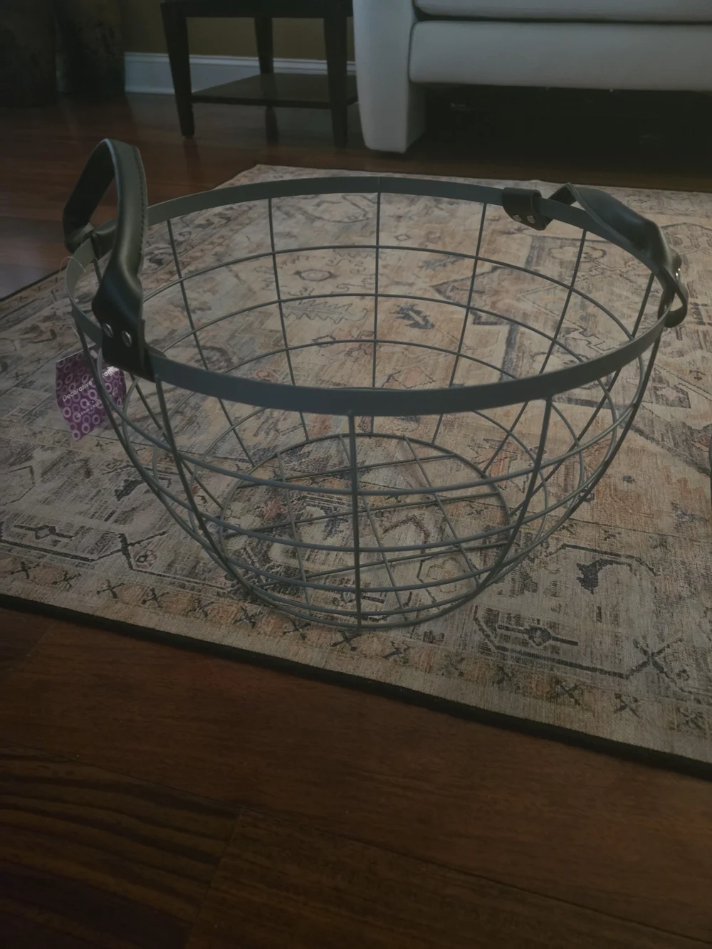 Metal Wire Storage Basket with Black Handles - Home Accents